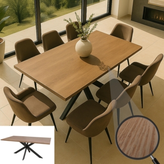 Esszimmertisch HWC-O55, Küchentisch Tisch Esstisch, Industrial MDF Metall 180cm ~ Walnuss-Optik