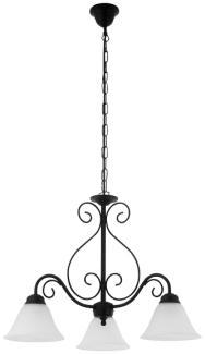 Rabalux Athen Pendelleuchte 3x E14 matt schwarz, weißer Alabaster