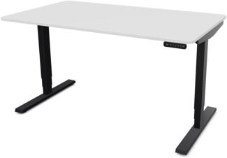 ASSMANN Elektrisch höhenverstellbarer Schreibtisch Y-Line Curved 120x80 cm Signalweiß Schwarz Metall Holz