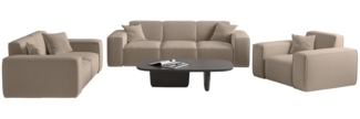 Sofaset Designersofa CELES PREMIUM 3-2-1 in Stoff Opera Velvet Sand