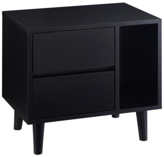 Ofcasa Nachtkommode Retro-Schrank mit 2 Schubladen und 1 offenem Fach (1 St), Beistelltisch mit Massivholzfüßen