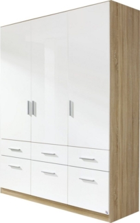 Drehtüren- / Kombischrank Chile / Celle, Holzwerkstoff, Weiß, Holzfarben, 136 x 197 x 54 cm