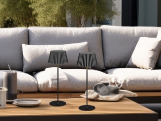 2er SET Akku LED Tischlampen kabellos für Innen & Außen, Schwarz - Höhe 39cm