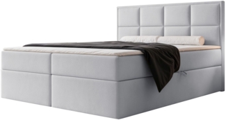 Selsey 'Silensio' Boxspringbett mit Bonellmatratze, Topper, Sa - mt, hellgrau, 180x200 cm