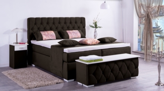 Meisterbetten Boxspringbett Jana 160x220 in VS-Dunkel Braun, Matratzenbezug Nano, Ergoflex-Topper