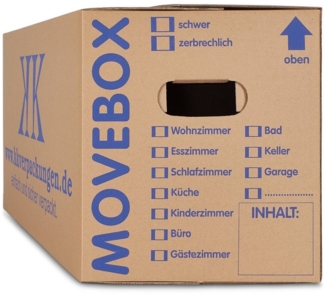 KK Verpackungen Aufbewahrungsbox (Spar-Set, 50 St, 50er-Set), Movebox 2-welliger Umzugskarton Umzugskiste 40kg Braun