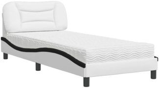 vidaXL Bett mit Matratze "Hvar" Weiß und Schwarz 90x190 cm Kunstleder 3208695