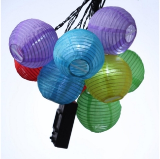 MARELIDA LED-Lichterkette LED Solar Lichterkette Lampion 10 bunte Lampions Garten Balkon 3,9m, 10-flammig