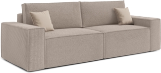 AX LIVING Cord Sofa Talaton 248 cm Schlafsofa Beige Kissen Bettkasten