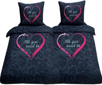 Visaggio Bettwäsche Mikrofaser 135x200 155x200 155x220 Bettbezug Herz Love, Microfaser, 4 teilig, Herz und Love modern