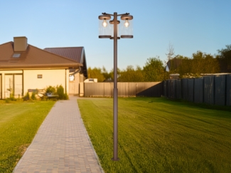 Straßenlaterne SAMBESI im Landhausstil, 3-flammig Rostoptik, Höhe 240cm