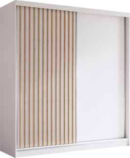 AX LIVING Cabinio Schwebetürenschrank Weiß 200 cm breit Artisan Eiche