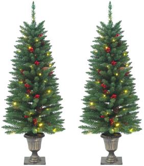 vidaXL Künstliche Weihnachtsbäume 2 Stk. 100 LEDs Grün 120 cm 357770