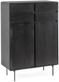 Highboard Widald aus Eschenholz, Schwarz