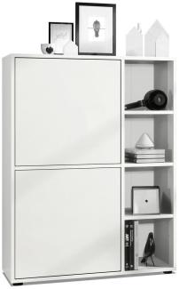 Highboard Schrank Anrichte Cuba mit 8 Fächern, Korpus in Weiß matt / Fronten in Weiß matt