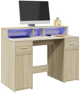 vidaXL LED-Schreibtisch Sonoma-Eiche 120x55x91 cm Holzwerkstoff 3309413