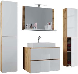 LendasXL Bad Set Waschbecken Unterschrank Wandspiegel Badezimmer Waschtisch