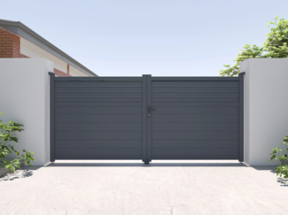 Vente-unique - Gartentor Flügeltor - 305 x 181 cm - Aluminium - Anthrazit - VIAZO