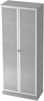 bümö office Aktenschrank mit Milchglastüren, Büroschrank groß aus FSC-Holz, 80cm breit in Grau/Silber - Schrank, Büroschrank, Büro Möbel Schrank System, 6100G-5-S-SG