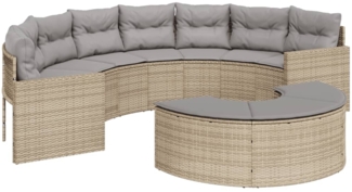 vidaXL 2-tlg. Garten-Sofagarnitur Halbrund Beige Poly-Rattan 3262063