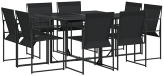 vidaXL 9-tlg. Garten-Essgruppe Schwarz Textilene 3295123