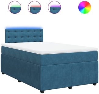 vidaXL Boxspringbett mit Matratze Blau 120x200 cm Samt 3290026