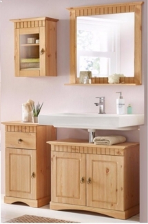 Clever-Moebel Badmöbel-Set 4 tlg Badmöbel Set aus Kiefernholz im Landhausstil gelaugt