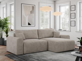 MKS Meble 'Nelson' Ecksofa mit Schlaffunktion und Bettkasten, L-form, Dunkelbeige, Stoff