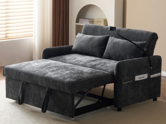 SeedWave Schlafsofa Modernes Chenille-Stoff Doppelschlafsofa, Schlafsofa mit Handyhalter, USB-Ladeanschluss und Verstellbarer Rückenlehne