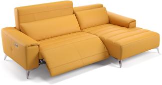 Sofanella Ecksofa BELLA Sofalandschaft Funktionscouch Ledercouch in Gelb M: 266 Breite x 100 Tiefe