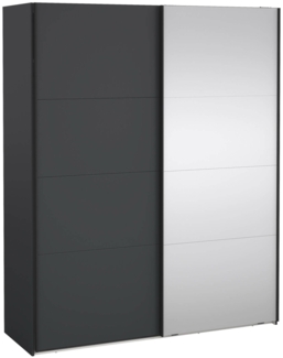 Dmora Kleiderschrank 2 Türen Malakas, Schlafzimmermöbel, Schrank, Garderobe, 179x65 h220 cm, Grau