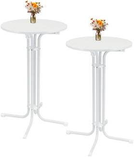 2x Stehtisch klappbar Ø 70 cm Höhe 110 cm Stahl Gastrotisch Partytisch Bistrotisch in Weiß