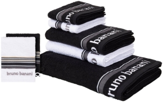Bruno Banani Handtuch Set Maja, 1 Duschtuch, 2 Handtücher, 2 Gästehandtücher, 2 Waschhandschuhe, Walkfrottee (Set, 7-St), mit Bordüre und Markenlogo, 7 teiliges Handtücher Set, 100% Baumwolle
