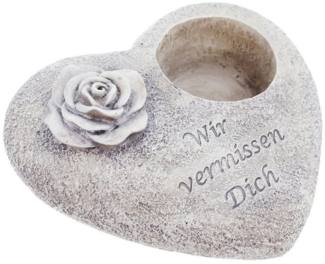Grabschmuck Herz Liebe Deko Garten Tisch für Grab Kerze "Wir vermissen Dich"