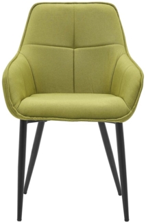 Armlehnstuhl Leinen Grün Stahl Schwarz