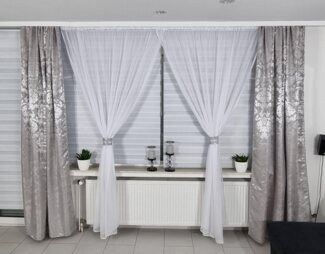 Gardinen by Justyna Vorhang Vorhang Schal Set Grau, Kräuselband, Lichtschutz, Verdunkelnd,Blickdicht,Moderne Styl,Store,Straßband