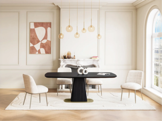 Vente-unique - 6er-Set Stühle aus Stoff und vergoldetem Metall - Creme - DYLORA