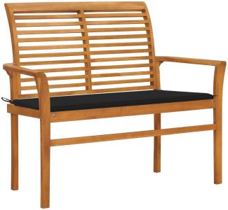 vidaXL Gartenbank mit Schwarzer Auflage 112 cm Massivholz Teak 3062656