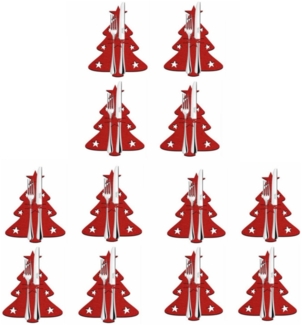 Coonoor Künstlicher Weihnachtsbaum 12 Stück Bestecktasche Tannenbaum Besteckbeutel Weihnachtsbaum