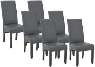 Vente-unique - Stuhl 6er-Set - Kunstleder - Grau - ROVIGO