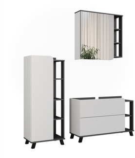 Badmöbel-Set Karen Anthrazit/Weiß 3 Teile Vicco