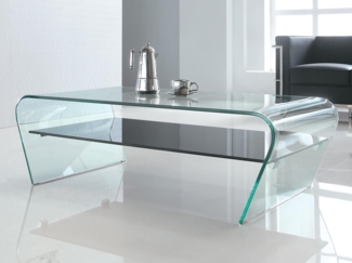 Vente-unique - Couchtisch mit Glas Design - Transparent & Schwarz - KELLY