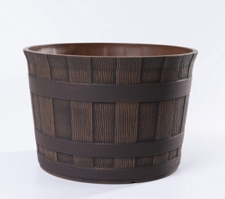 Jinfa Pflanzkübel aus Kunststoff Miniteich Weinfassoptik Blumenöpfe, 1, 3, 6 Stück (1 St)