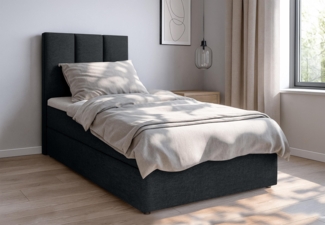 AX LIVING Boxbett Merea Boxspringbett Schwarz mit Bettkasten 120x200 cm