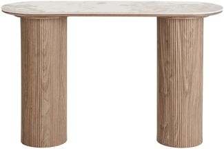 Konsole >Athens< in weiss / Dunkelbraun, Keramik, MDF, Dekor - 120x78x40 (BxHxT)