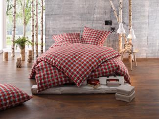 Bettwaesche-mit-Stil Karo Feinflanell Landhaus Bettwäsche "Toronto" rot Garnitur 140x200 + 70x90