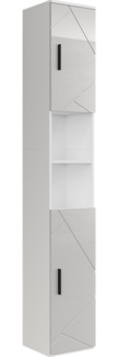 Vicco Hochschrank Weiß/Weiß Hochglanz 30x190 cm mit 2 Türen, Irma