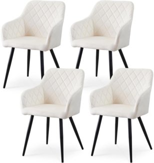 CLIPOP Esszimmerstühle 4er Set Samt Bezug Armlehne Metallbeine