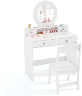 COSTWAY Schminktisch, Kinder Schminktisch mit Hocker