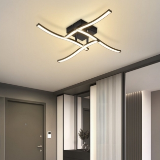 Nettlife Deckenleuchte Flur Schwarz 6W 3000K Modern Innen Wellen Design Warmweiß, LED fest integriert, Warmweiß, Schlafzimmerlampe Warmweiß LED Deckenbeleuchtung für Küche Flur